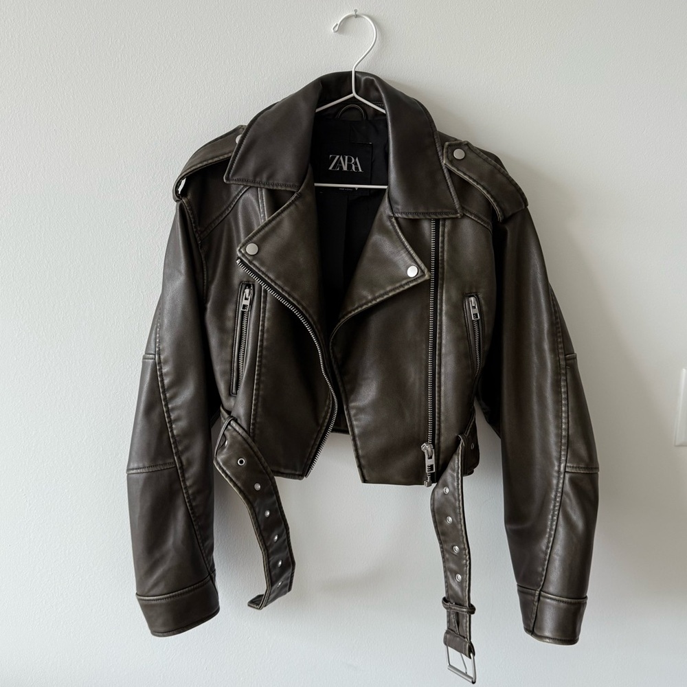 Zara Cropped Faux Leather Jacket